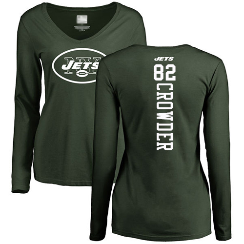 New York Jets Green Women Jamison Crowder Backer NFL Football #82 Long Sleeve T Shirt->women nfl jersey->Women Jersey